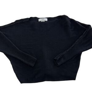 Magaschoni Sweater Womens Small Black Oversized Ribbed Knit Whip Stitch